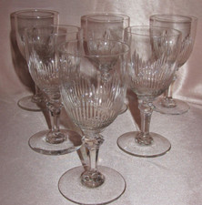 6 Glasses Porto Wine White Crystal Carved Baccarat Saint-Louis Xix me H 4 7/8in