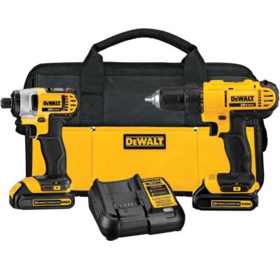 DEWALT Cordless Drill/Impact 2-Tool Combo Kit 20V w/ 2-Batteries + Charger + Bag
