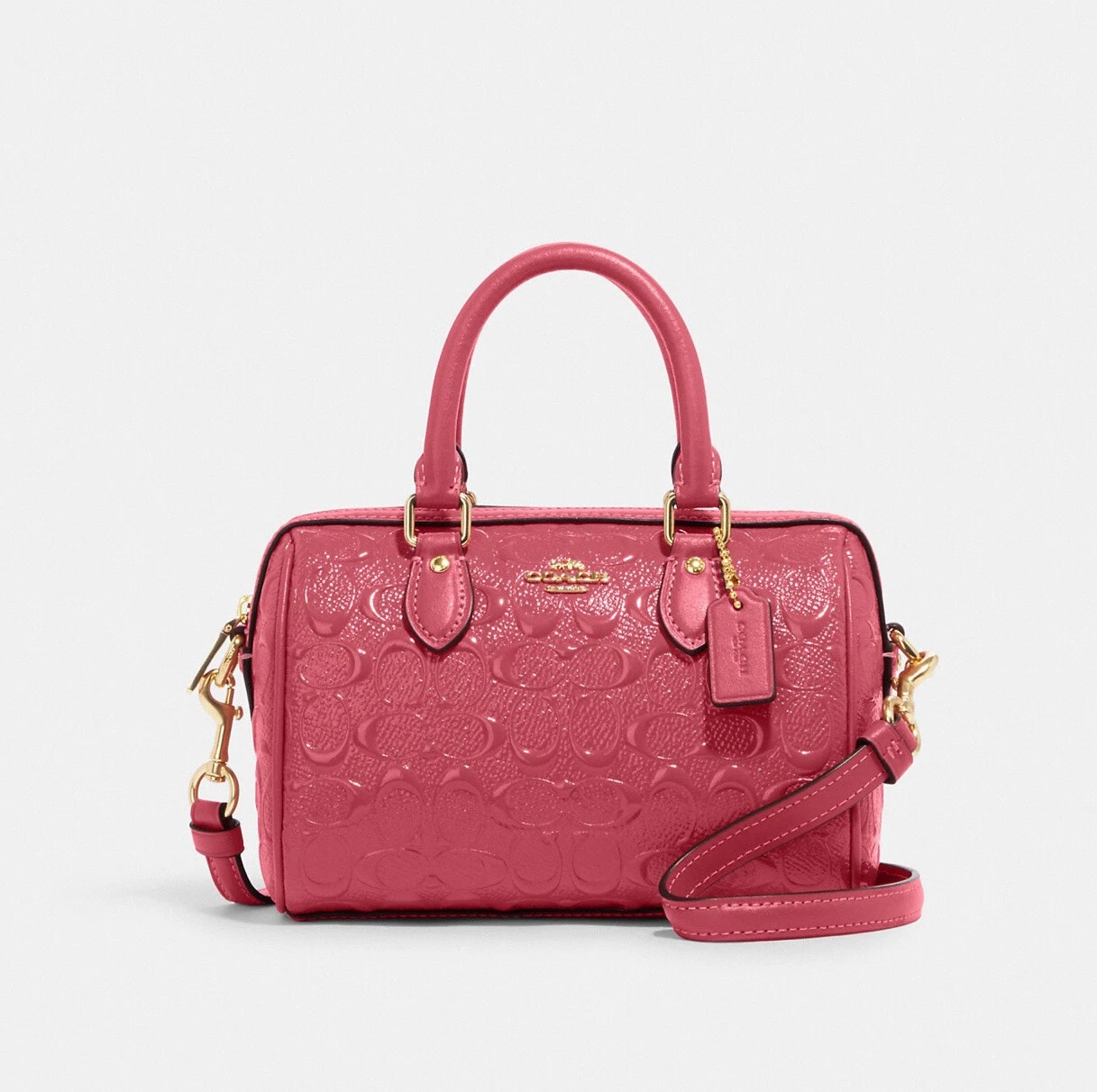 ?Tracolla Coach CH276 Mini Rowan nuova con etichette firmata pelle oro fragola Haze