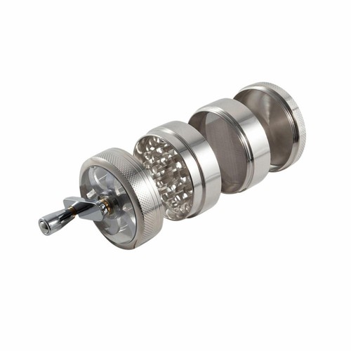 Tritatutto Erbe Secche Metallo Cromato Tabacco Spezie Manico Fine Macina 4 Strati Pezzi - Foto 11 di 12