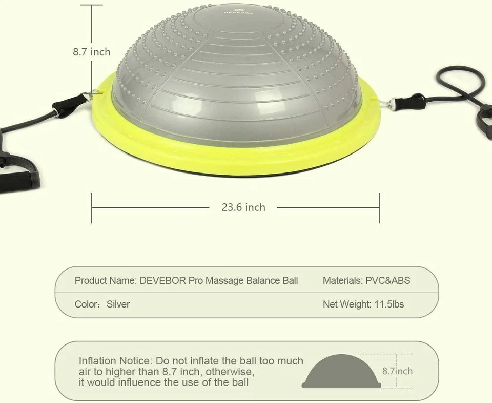 Massage Half Ball Balance Resistance Trainer Home Gym Fitness Yoga Easy Safe Use - Image 4 of 4