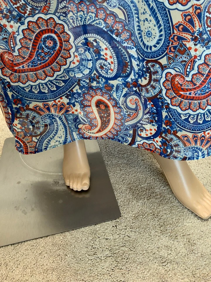 Maxi Vestido Xhilaration Para Mujer Talla SP Azul Rojo Cachemira Floral Boho Cottagecore Foto 3 de 4