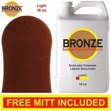 BRONZE - LIGHT - 16 oz - Spray Tan Solution Liquid Tanner Mist  Tanning Mitt