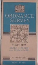 Ordnance Survey OS 1:25,000 First Series Cloth Map Sheet 41/93 (SU93) Haslemere