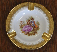 Vintage Limoges France Louis Images 4 In Round X 1 In Height Ashtray Antique