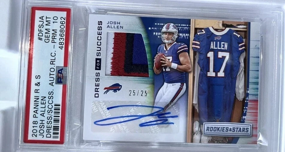 Josh Allen Panini Rookies & Stars Dress for Success Autograph Relics #DFSJA Prime