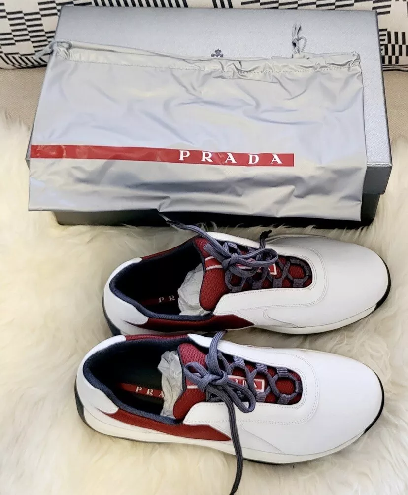 PRADA SNEAKERS CALZATURE UOMO WOMEN’S/UNISEX BIANCO-PORPORA SHOES SIZE 9