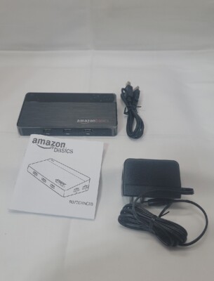 Amazon Basics 10-Port USB 2.0 Hub w/ 2 Fast Charging Port Power Adapter Charger 