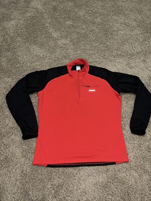 Patagonia Mens Wind Shield Pullover 1/2 Zip Light Fire Red Black