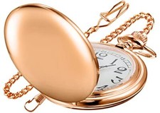 Smooth Rose Gold Quartz Pocket Watch for Men, Arabic Numeral Scale Men's
