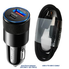 Fast Car Charger PD 38W Adapter For iPhone 15 16 Pro Max Samsung Type C Cable