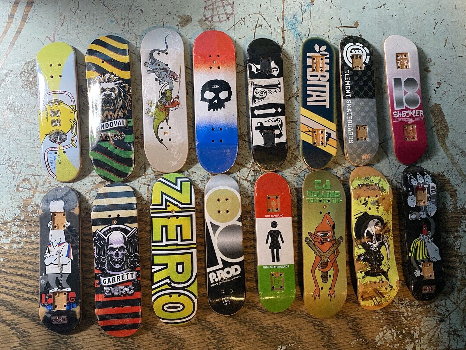 Lot 16 Tech Deck Fingerboard Skateboards Flip Zero Blind Habitat Girl Plan B