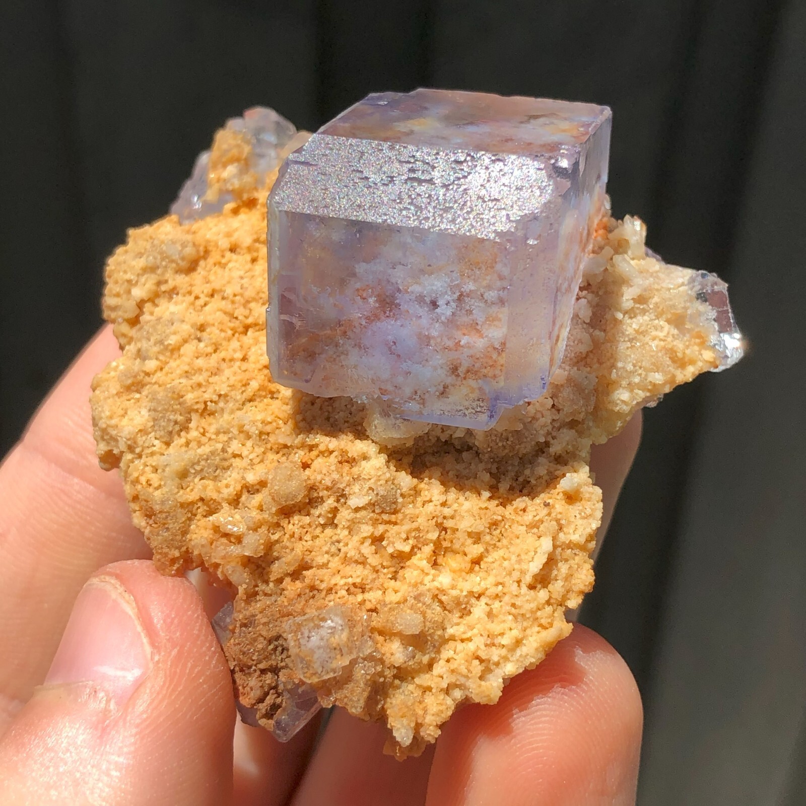 5.6cm Blue Fluorite Crystal on Dolomite Matrix from Shangbao Mine China