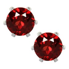 1.30 Ct Round 5.00MM Red Garnet 6 Prongs Stud Earrings