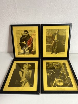 Elvis, James Dean, Marilyn & Marlon Brando Legends 2 gerahmte Fotos 4er Set 10x8