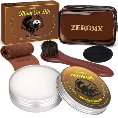 Leather Boot Care Kit  5in1 Mink Oil Leather Conditioner Kit, 3.5oz Mink Oil ...