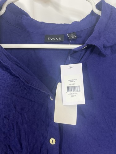Tunica Evans Navy Island Breeze camicia con bottoni taglia 14 NAVY - nuova con etichette - Foto 2 di 4