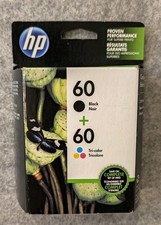HP 60 Black Tri-Color Ink Cartridge 2 Pack N9H63FN Genuine OEM Exp 04/2023 NOS