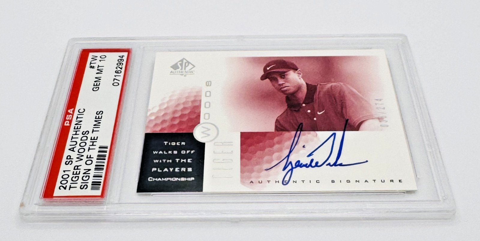 Tiger Woods 2001 SP Authentic Auto Red Parallel RC /274 PSA 10 POP 19 Golf GOAT view 4