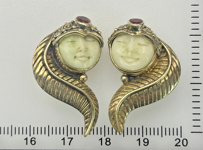 Sajen Sterling Bali Moon Face Clip-On Earrings - Celestial Goddess