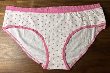Victoria's Secret Bikini L Cotton Model Pink White Polka Dot Logo Band