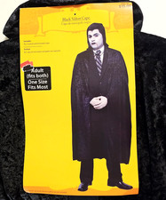 NEW Black Crushed Velvet Hooded Cape Costume 51" Hood Vampire Polyester Adult