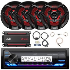 JVC Marine Receiver, 4x 6.5" LED Speakers, Amplifier w/Kit, Antenna w/Extension