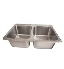 BK Resources DDI2-14161024 14" x 16" x 10" Deep Drawn 2 Compartment Drop-In Sink