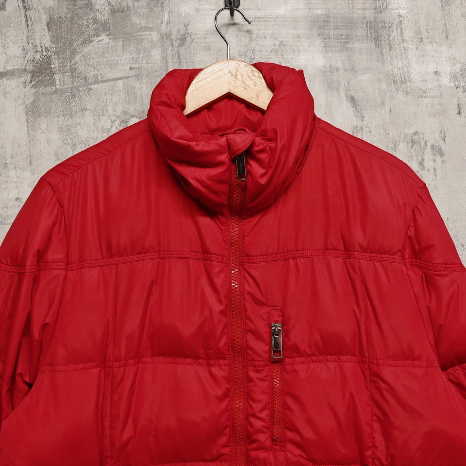Lands’ End Puffer Jacket Red Nylon Down Fill UK M Warm Winter Coat Mens - Image 2 of 4