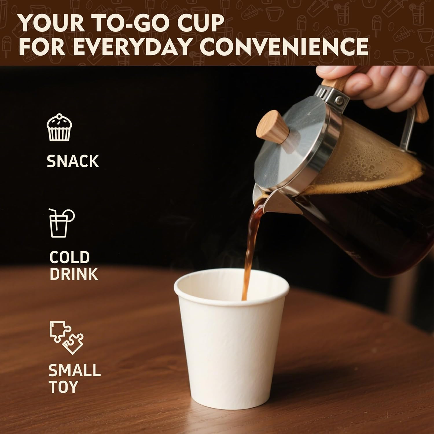 12 Oz 300 Pack Disposable Paper Coffee Cups, Bulk White Hot to Go Cups for Hot C