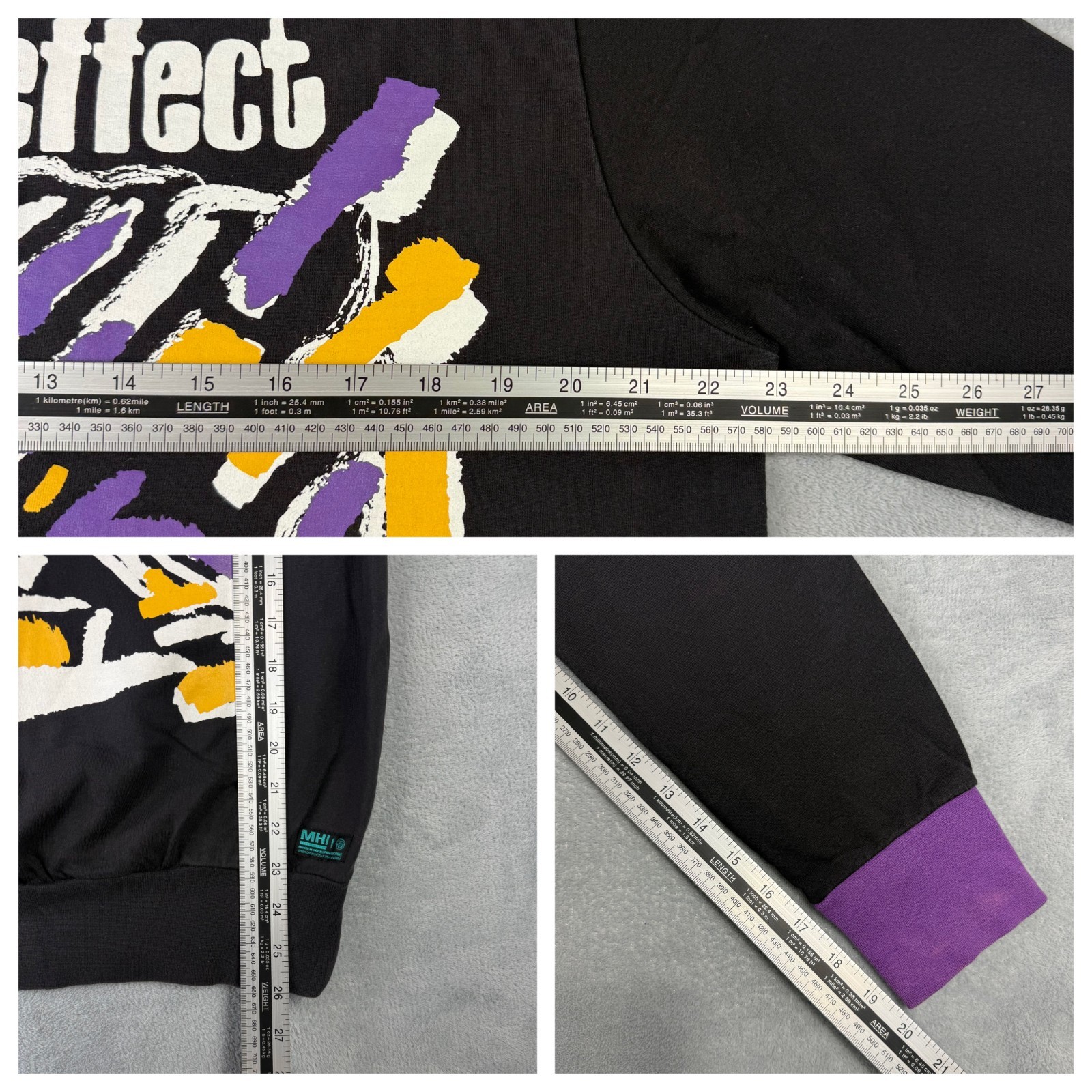 VTG Maharishi 2000's Y2K MHI Effect Black & Purple Oversized Medium Sweatshirt image 7