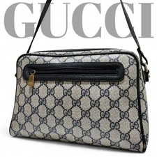 GUCCI Old GG Supreme PVC Shoulder Bag Navy Authentic Vintage Classic