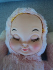 Vintage BANTAM Pink Plush Baby Doll Vinyl Face Musical Wind Up Rock-a-bye-baby — photo 2