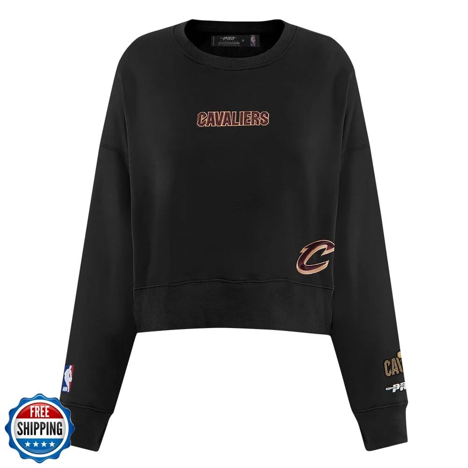 PRO STANDARD Womens NBA Cleveland Cavaliers Wingspan Crewneck Sweatshirt Blac - Image 2 of 4