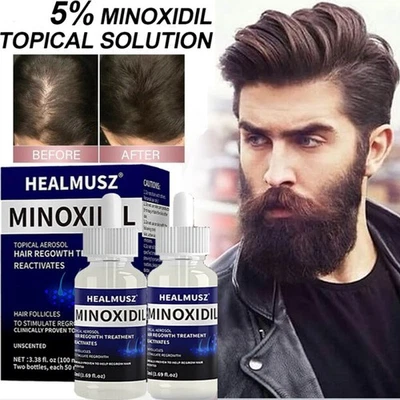 HEALMUSZ 2X Minoxidil 5% Extra Strength Serum Haarwuchslösung für Männer (2 Monatsvorrat)