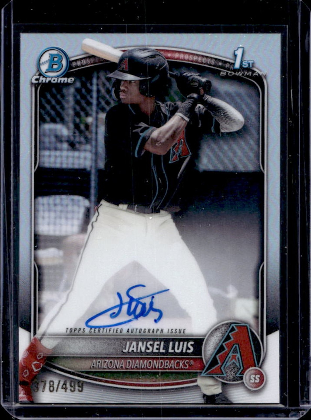 2025 Bowman Jansel Luis Chrome Auto Refractor 1st Prospect #378/499 Diamondbacks