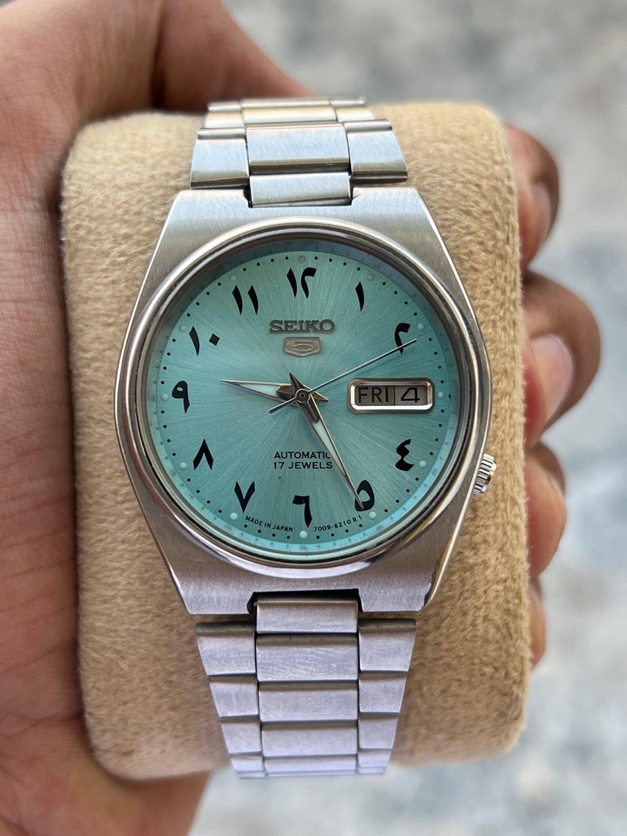 Seiko 5 Men's Automatic Watch 7009 Vintage Day/Date Arabic Dial | eBay