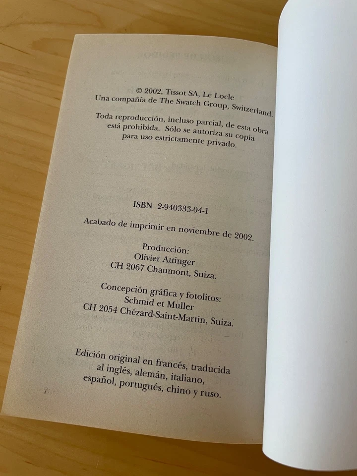 Libro de Novela Tissot - Fábrica de Relojes 150 Th Ann - Español - Hecho en Suiza Foto 3 de 4