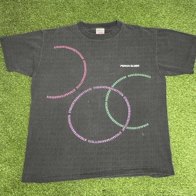 Vintage 90s Perkin Elmer Science PCR DNA Sequence All Over Print Shirt XL Faded