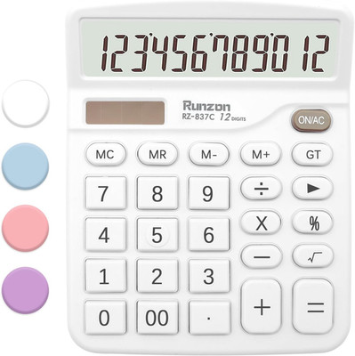 Basic Office Desktop Calculator - 12 Digit, Large LCD Display, Sensitive Buttons