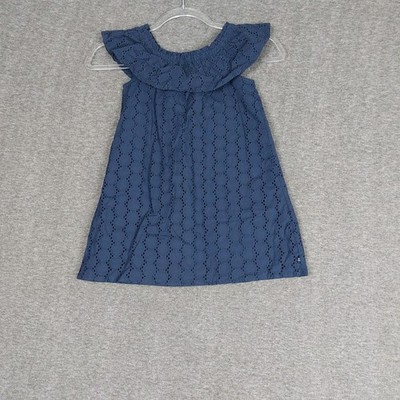 NAUTICA TODDLER GIRLS NAVY BLUE EYELET 100% COTTON COASTAL SUMMER SUNDRESS 4T
