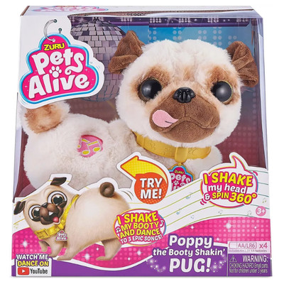 ZURU Pets Alive Poppy Interaktiver Hund Tanz Tour 360 Musical Plüsch Mops