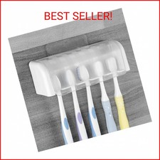 5 Slots Wall Mount Toothbrush Holder with Cover, Self Adhesive Toothbrush Storag