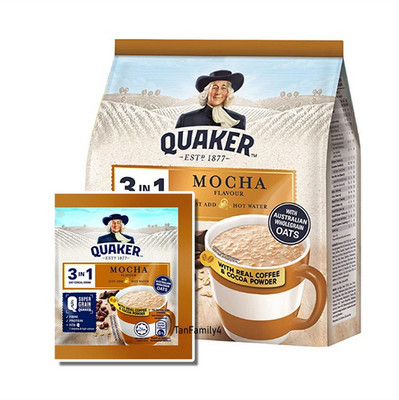 Quaker Oat 3in1 Cereal Drink Mocha Healthy Breakfast Ready To-G0 (12 Sach x 28g)