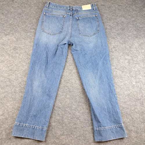 Pantalones de mezclilla cerrados para mujer 30 azules rectos recortados Italia Candiani algodón tobillo - Imagen 5 de 15