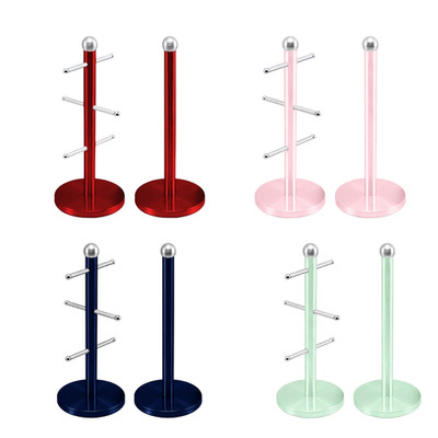 2X KÜCHENTUCH PAPIER ROLLE HALTER STÄNDER STANGE EDELSTAHL SET 6 TASSEN BECHER TRE