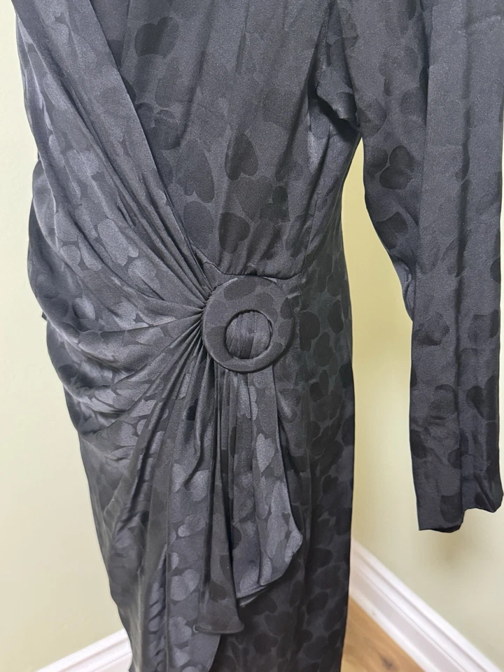 Vintage 80's Nordstrom Point of View 100% Silk Drop Waist Wrap Dress - Size 10 - Image 3 of 4
