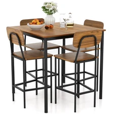 5-Piece Vintage Dinette Set for 4 Space-Saving Pub Table Set for Breakfast Nook