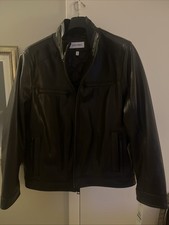 New genuine vintage Calvin Klein leather jacket - mens large dark brown .