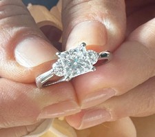 Certified Natural 2ct F/VS Princess White Diamond 14K White Gold Engagement Ring